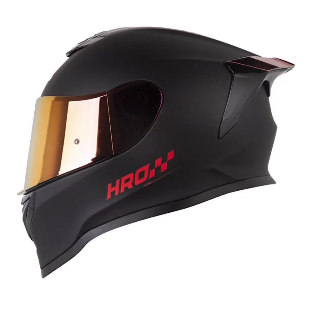 Casco Hro 506Sp Solid Negro Rojo Visor Iridium Rojo