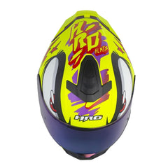 Casco Hro 506Sp Strokes Amarillo Neon Morado Visor Iridium Azul