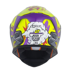 Casco Hro 506Sp Strokes Amarillo Neon Morado Visor Iridium Azul