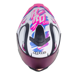 Casco Hro 506Sp Strokes Blanco Perlado Fucsia Visor Iridium Morado