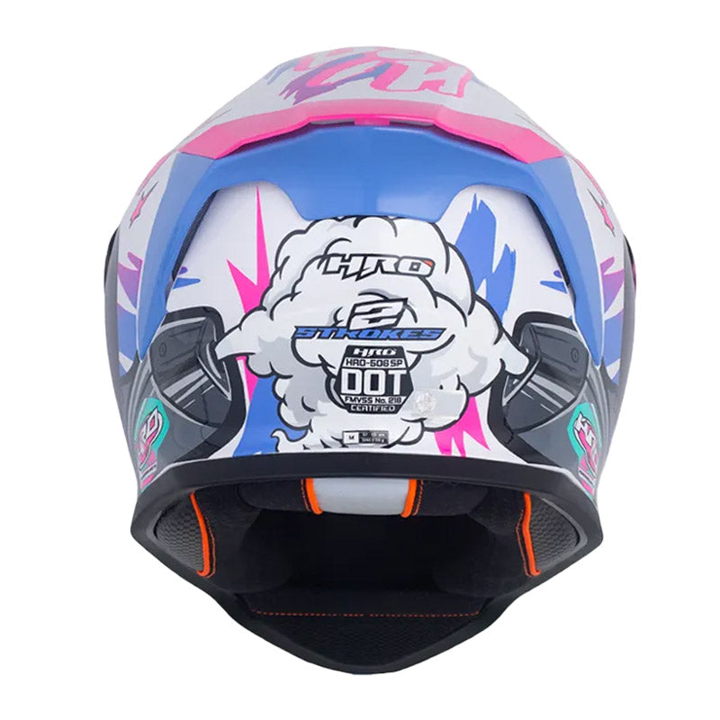 Casco Hro 506Sp Strokes Blanco Perlado Fucsia Visor Iridium Morado