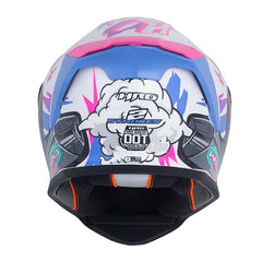 Casco Hro 506Sp Strokes Blanco Perlado Fucsia Visor Iridium Morado
