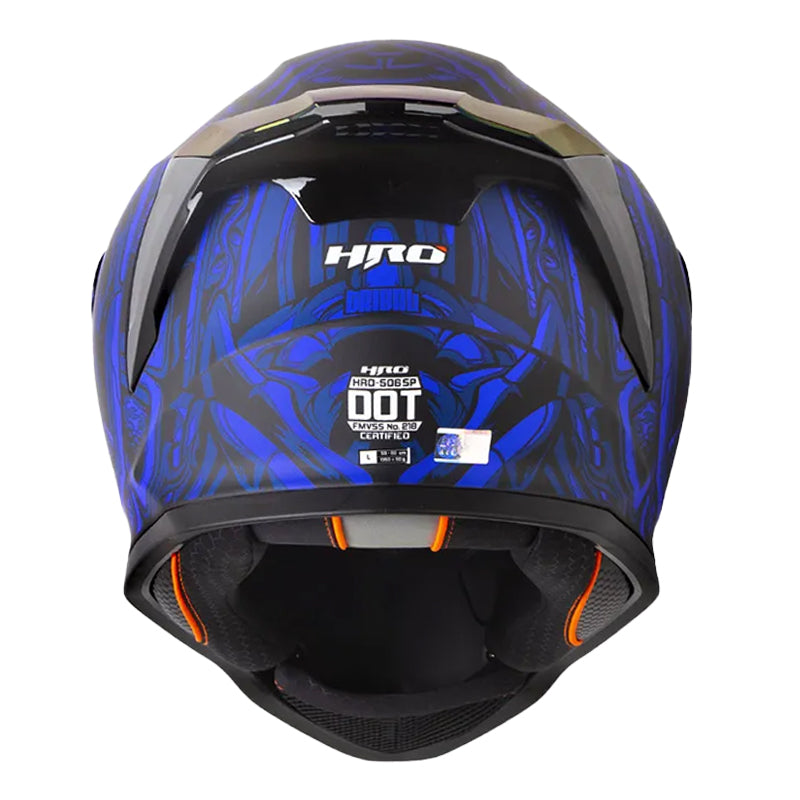 Casco Hro 506Sp Tribal Negro Azul Visor Iridium Azul
