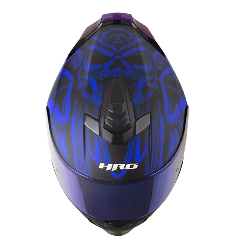 Casco Hro 506Sp Tribal Negro Azul Visor Iridium Azul