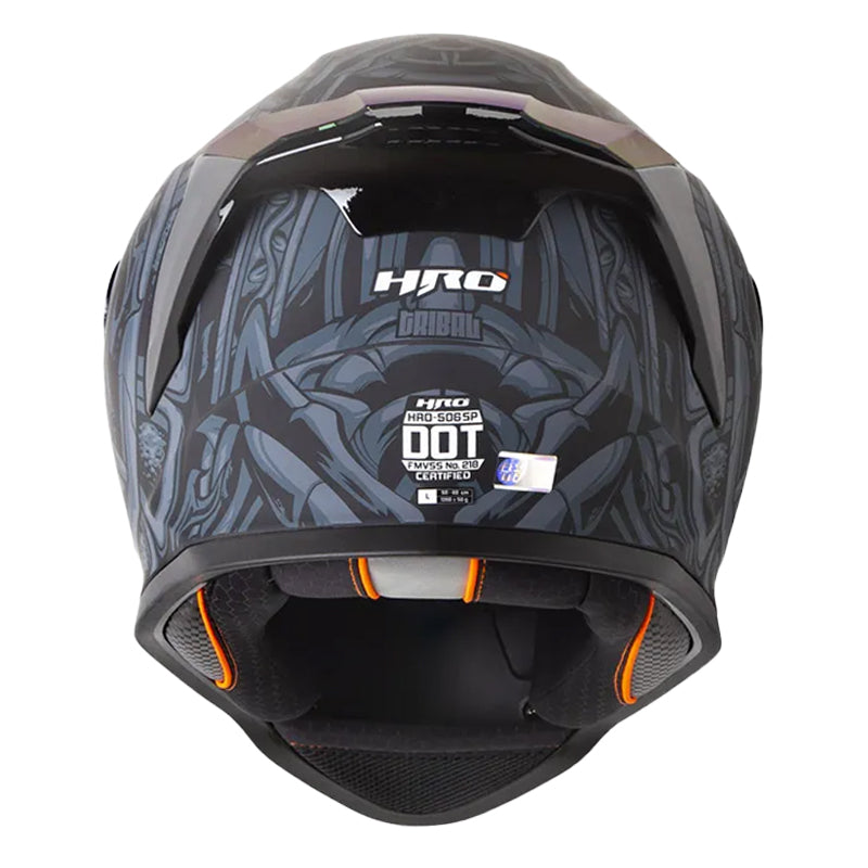 Casco Hro 506Sp Tribal Negro Gris Oscuro Visor Iridium Azul