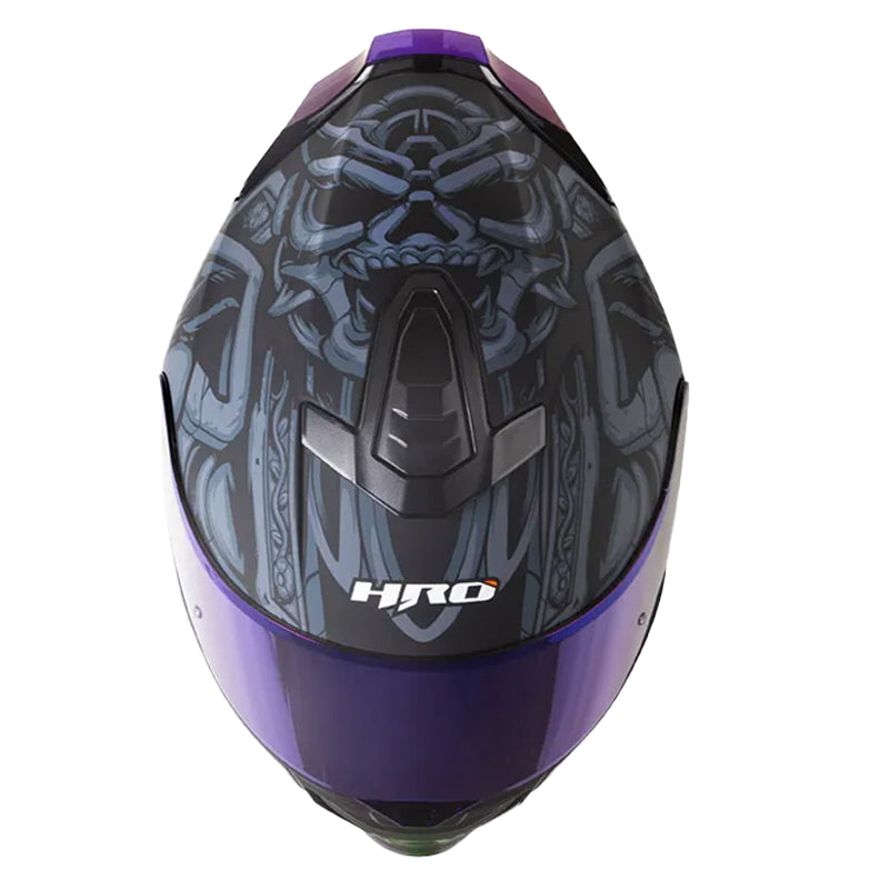 Casco Hro 506Sp Tribal Negro Gris Oscuro Visor Iridium Azul