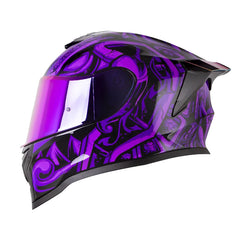 Casco Hro 506Sp Tribal Negro Morado Visor Iridium Morado