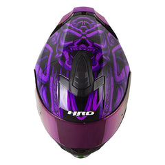 Casco Hro 506Sp Tribal Negro Morado Visor Iridium Morado