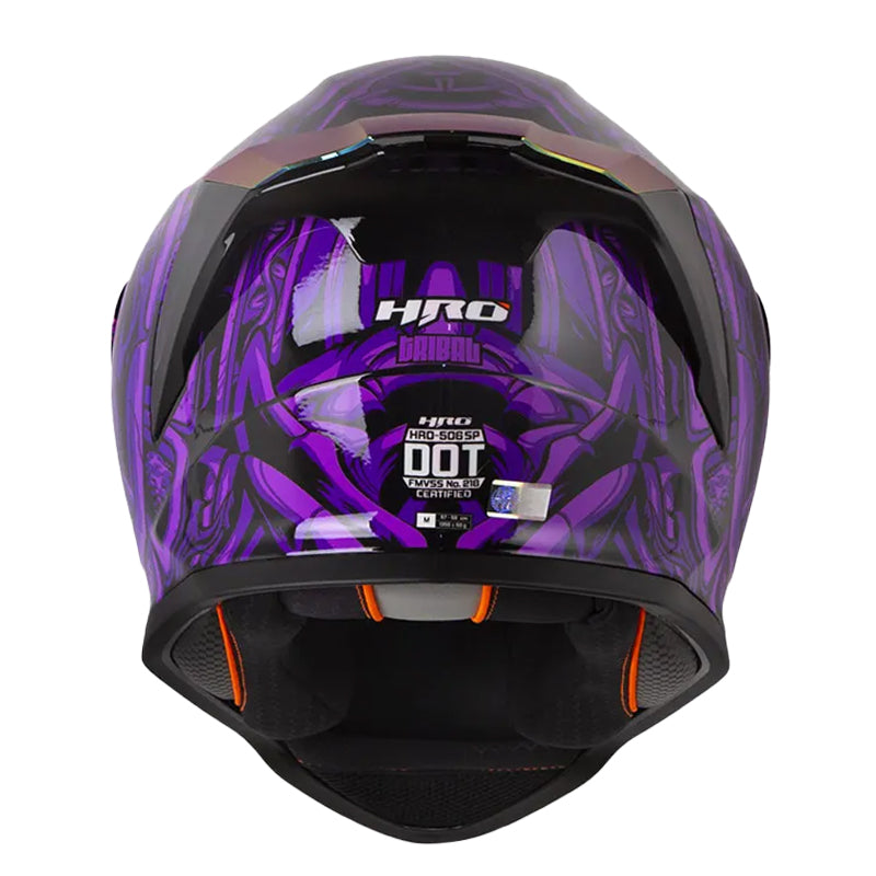Casco Hro 506Sp Tribal Negro Morado Visor Iridium Morado