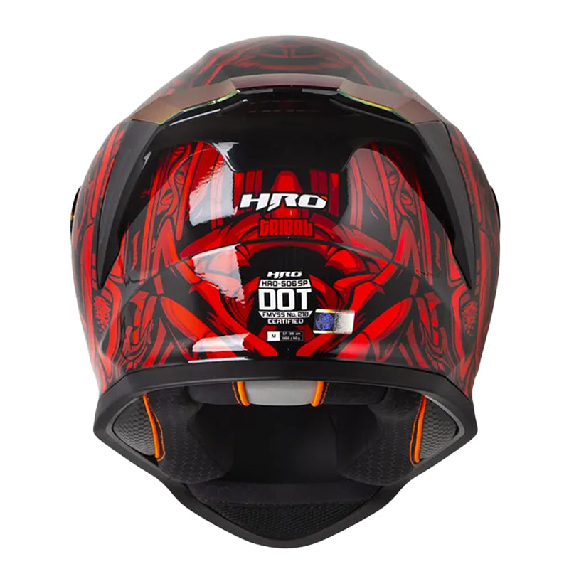 Casco Hro 506Sp Tribal Negro Rojo Visor Iridium Rojo
