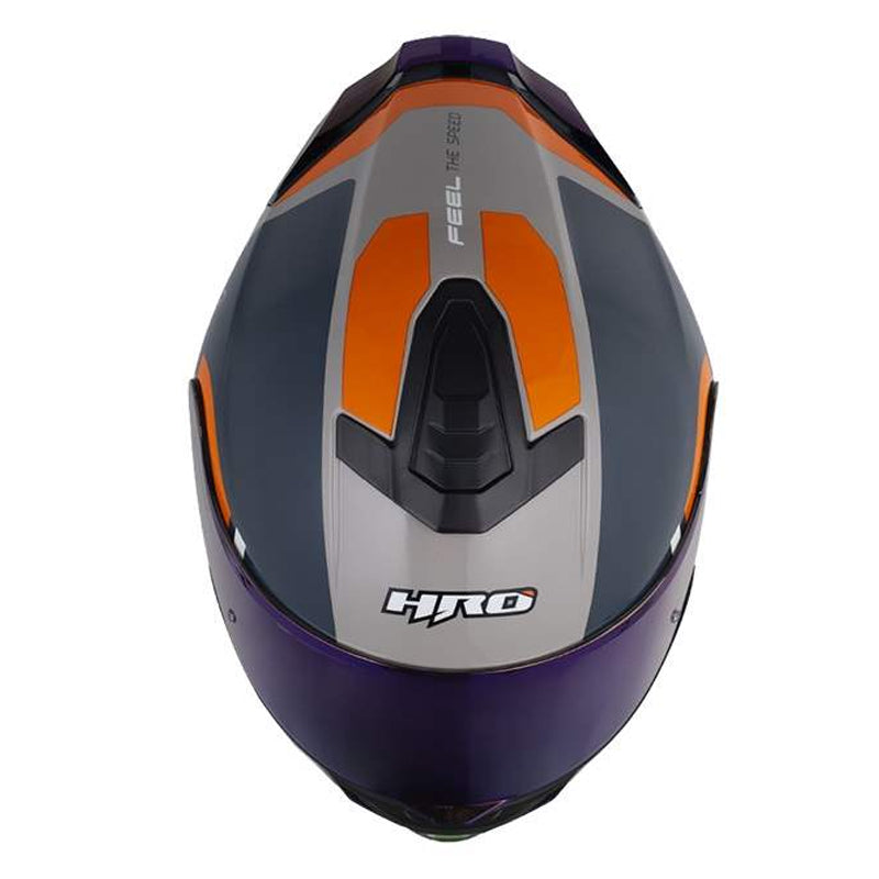 Casco Hro 506Sp Vito Arena Naranja Visor Iridium Azul
