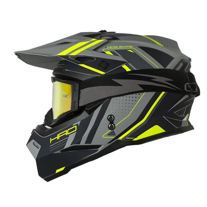 Casco Hro Mx-03 Ilfrato Gris Amarillo Neon
