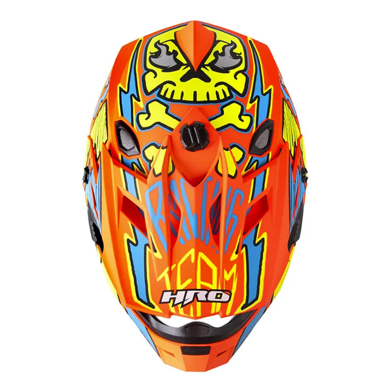 Casco Hro Mx-03 Racing Team Naranja Neon Azul