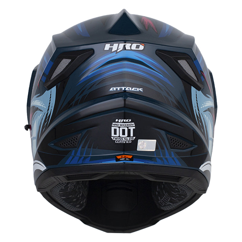 Casco Hro Mx-330Dv Attack Azul Oscuro Azul Visor Iridium Azul