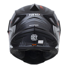 Casco Hro Mx-330Dv Attack Gris Oscuro Gris Visor Iridium Rojo