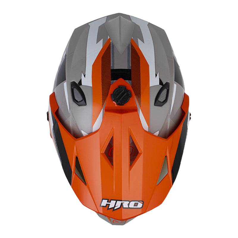 Casco Hro Mx-330Dv Glitch Arena Naranja Visor Iridium Rojo