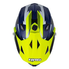 Casco Hro Mx-330Dv Glitch Azul Oscuro Amarillo Visor Iridium Azul