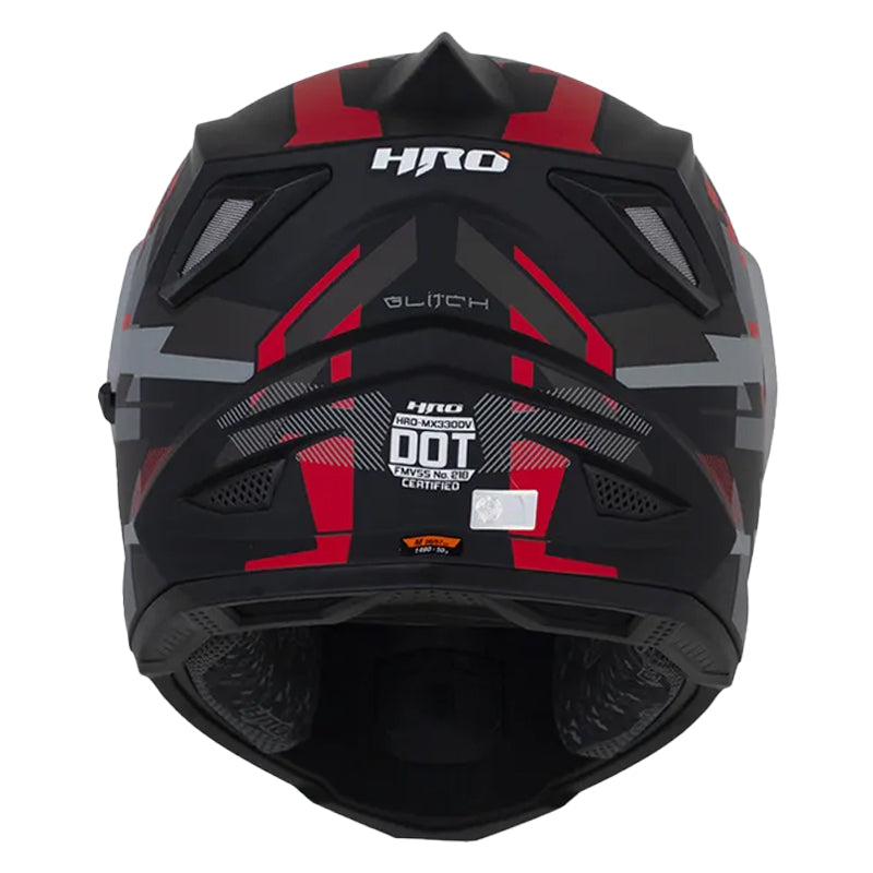 Casco Hro Mx-330Dv Glitch Negro Rojo Visor Iridium Rojo