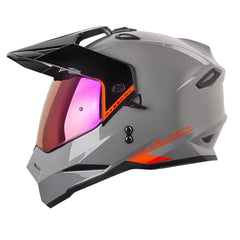 Casco Hro Mx-330Dv Solid Gris Naranja Visor Iridium Rojo