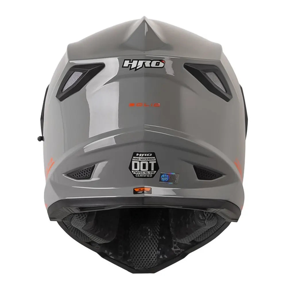 Casco Hro Mx-330Dv Solid Gris Naranja Visor Iridium Rojo