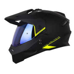 Casco Hro Mx-330Dv Solid Negro Amarillo Visor Iridium Azul