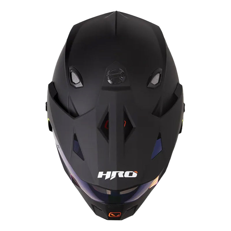 Casco Hro Mx-330Dv Solid Negro Gris Oscuro Visor Iridium Azul