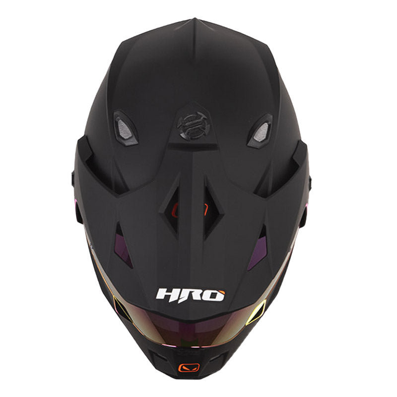 Casco Hro Mx-330Dv Solid Negro Fucsia Visor Iridium Morado