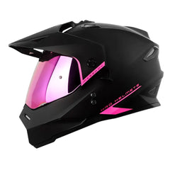 Casco Hro Mx-330Dv Solid Negro Fucsia Visor Iridium Rosado