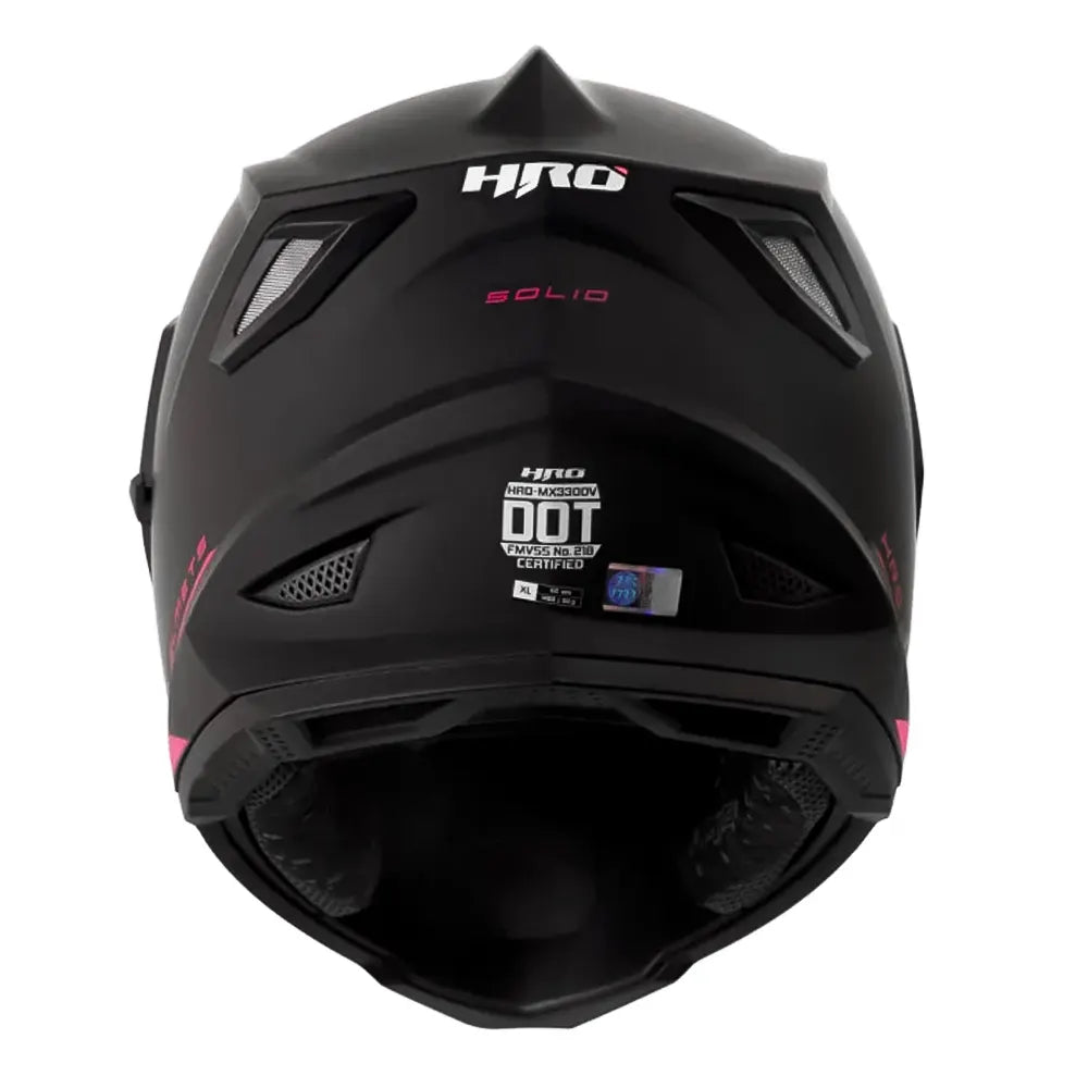 Casco Hro Mx-330Dv Solid Negro Fucsia Visor Iridium Rosado