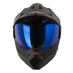 Casco Hro Mx-330Dv Solid Negro N7 Visor Iridium Azul