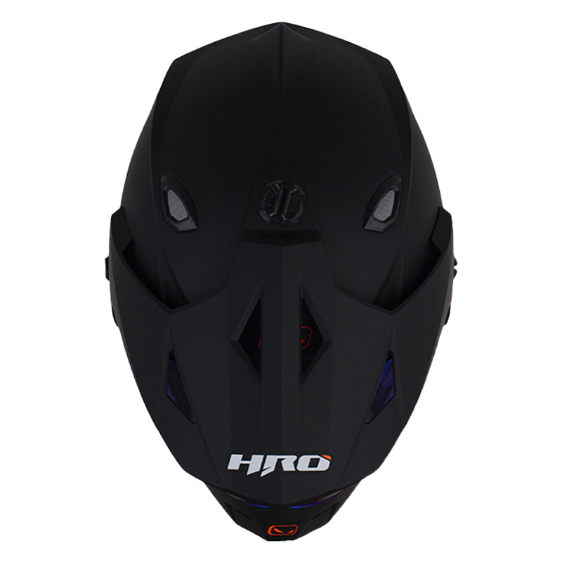 Casco Hro Mx-330Dv Solid Negro Naranja Visor Iridium Azul