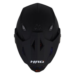 Casco Hro Mx-330Dv Solid Negro Naranja Visor Iridium Azul