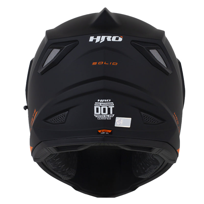 Casco Hro Mx-330Dv Solid Negro Naranja Visor Iridium Azul