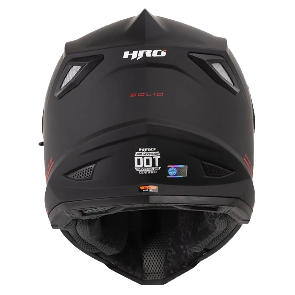 Casco Hro Mx-330Dv Solid Negro Rojo Visor Iridium Rojo