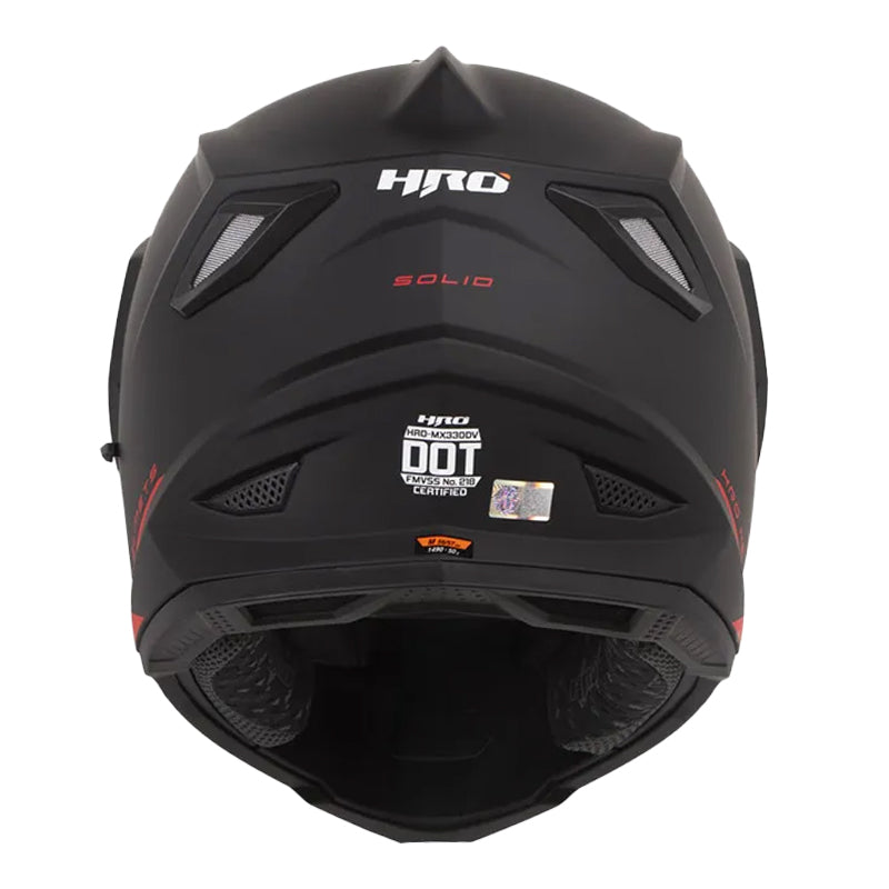 Casco Hro Mx-330Dv Solid Negro Rojo Visor Iridium Rojo