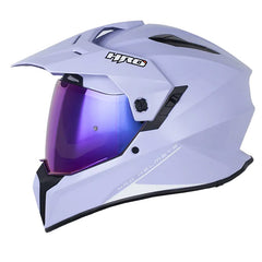 Casco Hro Mx-340 Solid Morado Claro Blanco Visor Iridium Morado