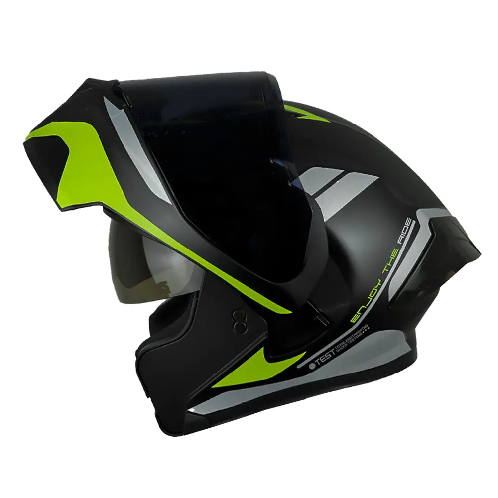 Casco ICH 3120 Mixamo Negro Amarillo Neón Visor Smoke