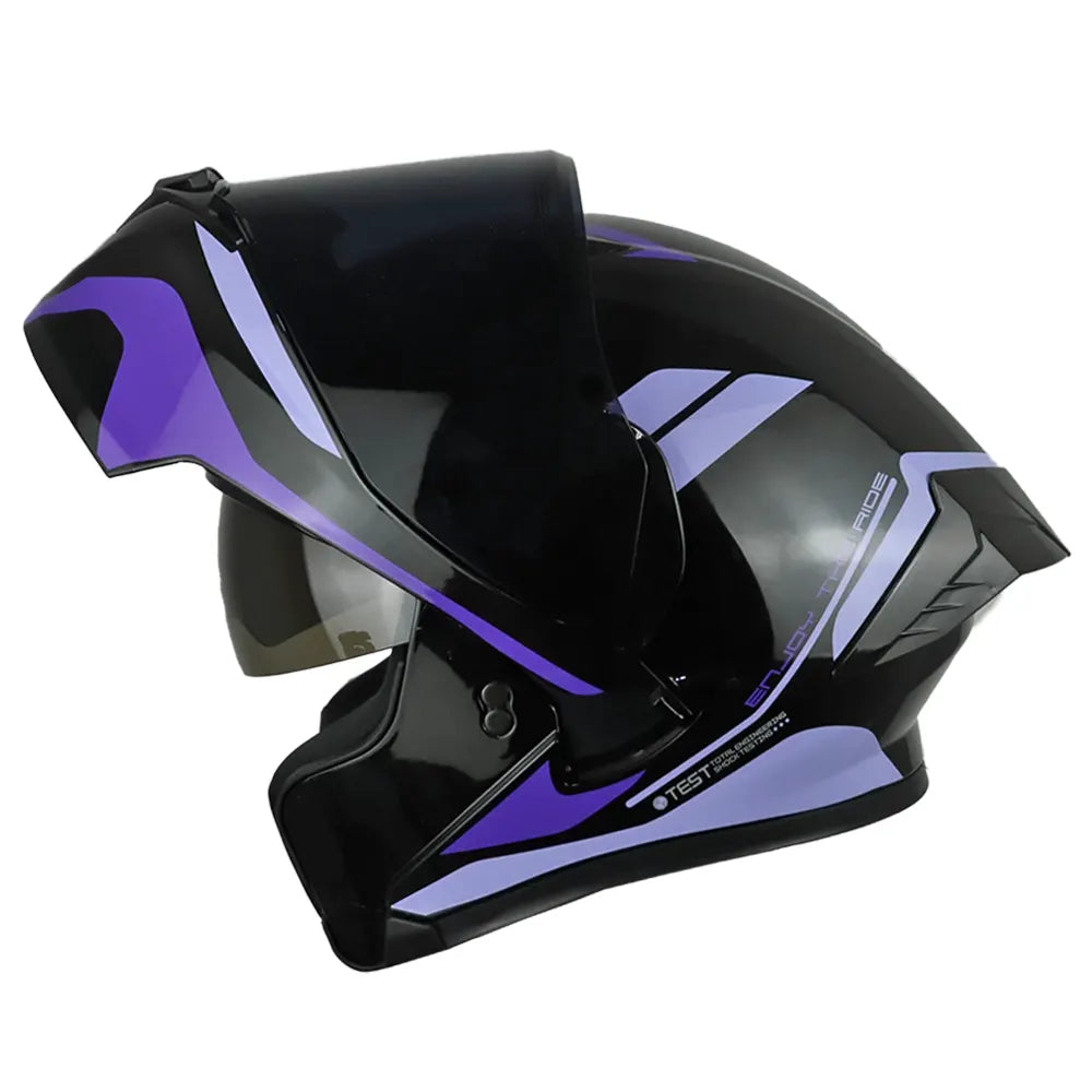 Casco ICH 3120 Mixamo Negro Morado Visor Smoke