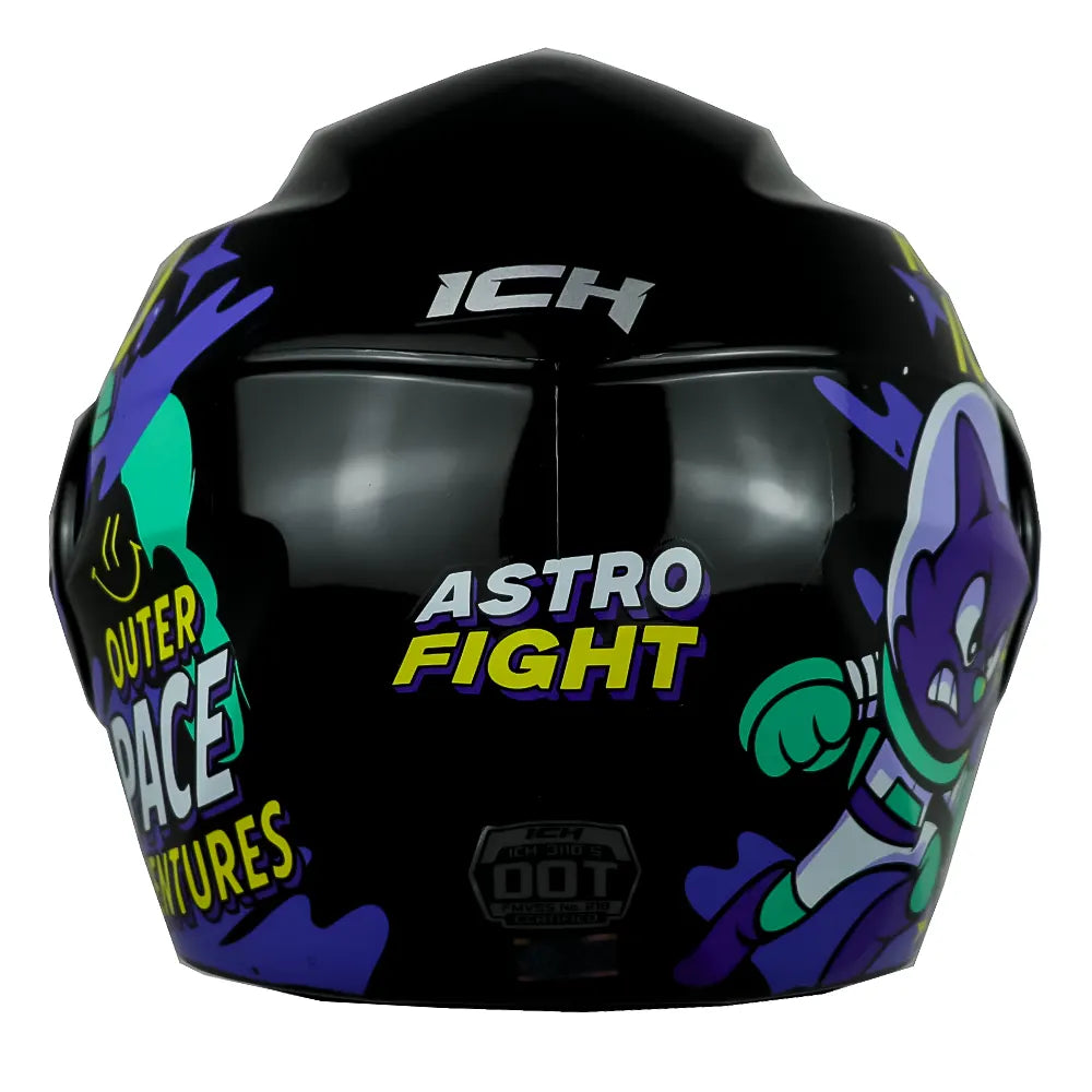 Casco Ich 3110s Kids Astro Fight Negro Turquesa