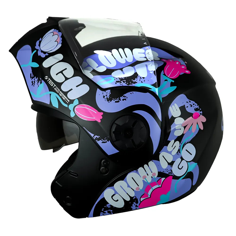 Casco Ich 3110s Kids Flower Up Negro Azul