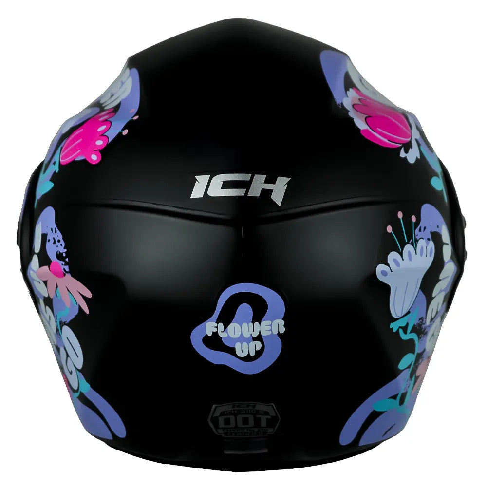 Casco Ich 3110s Kids Flower Up Negro Azul