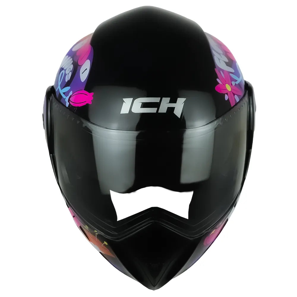 Casco Ich 3110s Kids Flower Up Negro Fucsia
