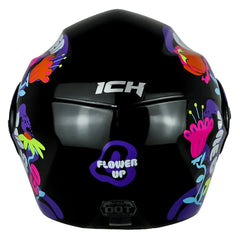 Casco Ich 3110s Kids Flower Up Negro Fucsia