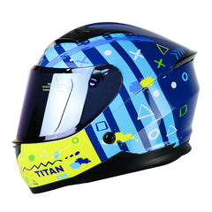 Casco Idx Titan Kids Pixel Bleu Azul Amarillo