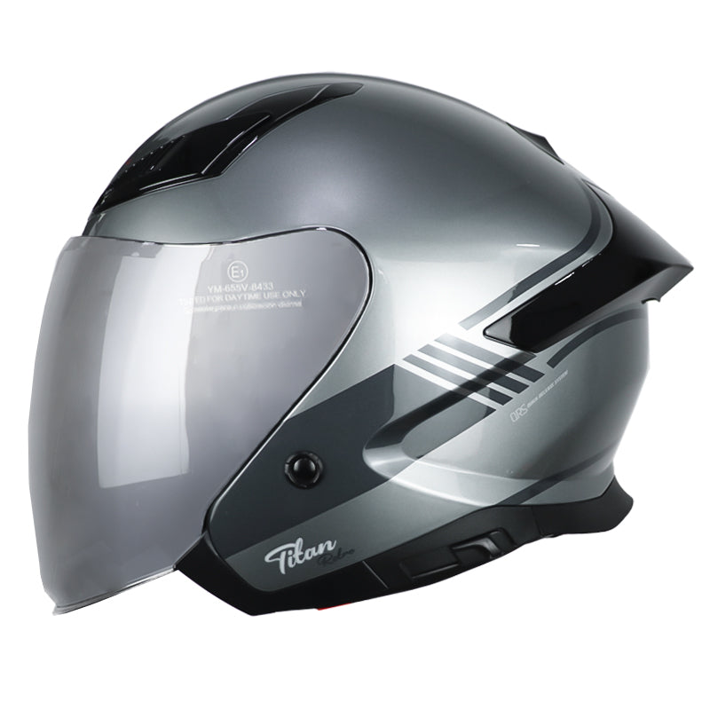 Casco Idx Titan Retro Silver Negro Titanio
