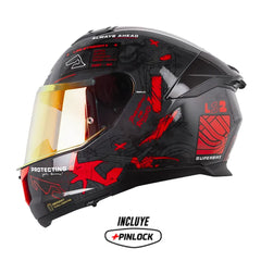 Casco Ls2 FF808 Stream II Gp Gris Rojo Visor Revo Rojo