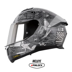 Casco Ls2 FF808 Stream II Gp Gris Visor Iridium Silver