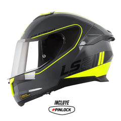 Casco Ls2 FF808 Stream II Hitech Gris Oscuro Amarillo Visor Iridium Silver