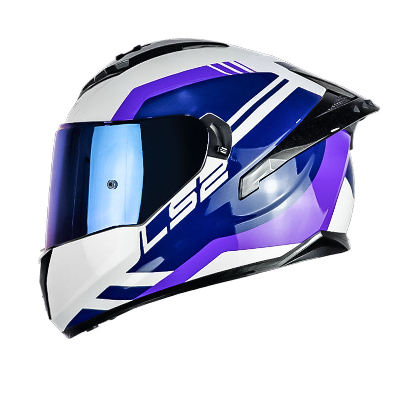 Casco Ls2 Ff806 Blure Blanco Morado Visor Iridirium Azul