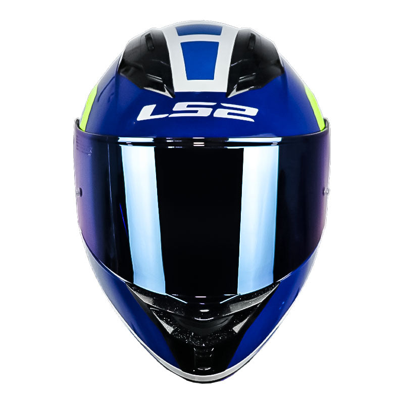 Casco Ls2 Ff806 Blure Gris Claro Amarillo Visor Iridium Azul